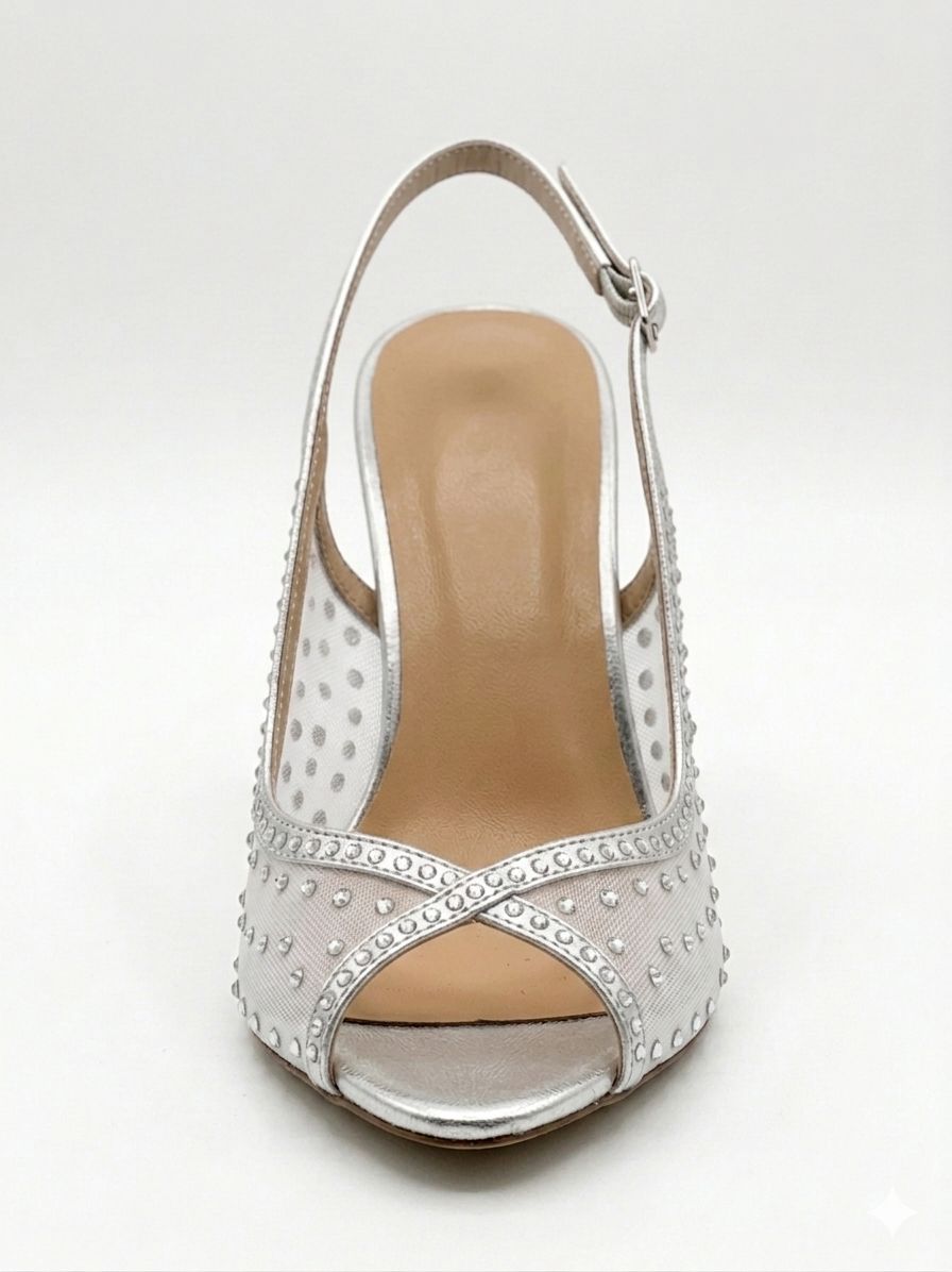 Sandale elegante argintii cu pietre cod -7