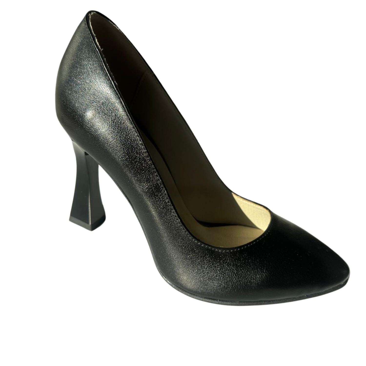 Pantof damă negru piele naturală 10 cm, cod P1