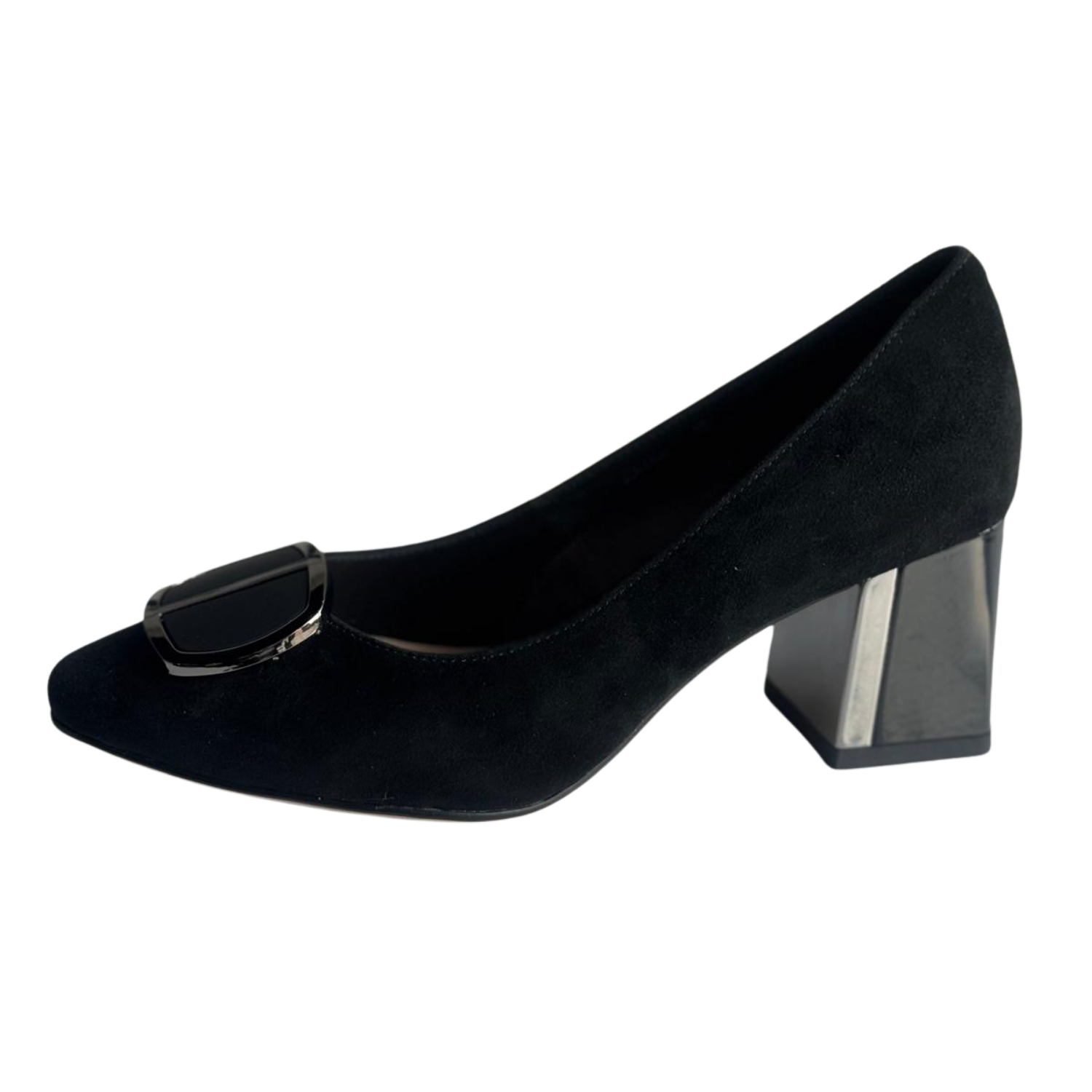 Pantof damă, piele întoarsă, negru, cod BSCW2649-1