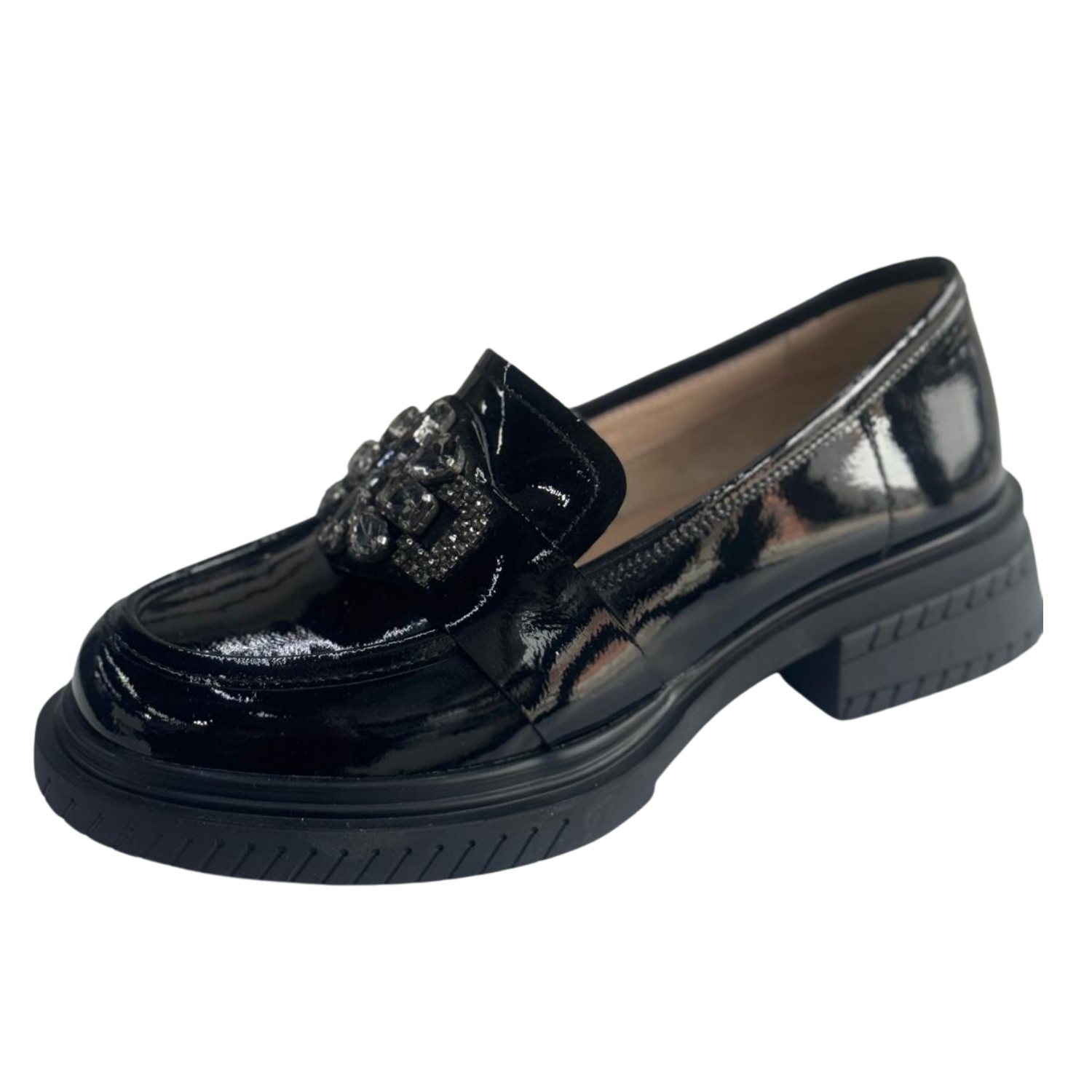 Pantof damă lofers, negru lac, piele naturala cod Z737-6