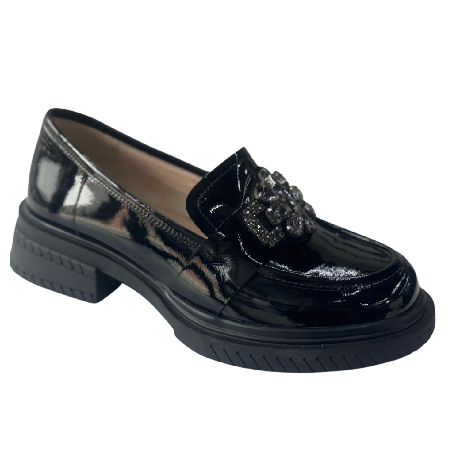 Pantof damă lofers, negru lac, piele naturala cod Z737-6