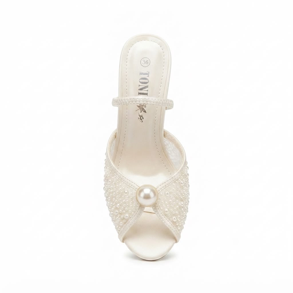 Sandale Delicate de Ocazie cu Perle și Inserții din Dantelă cod SA103