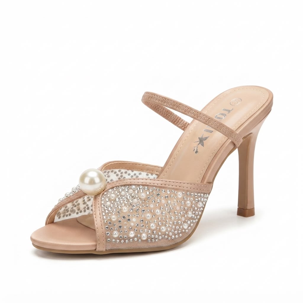 Sandale Elegante cu Toc și Aplicații Prețioase cod SA103-1