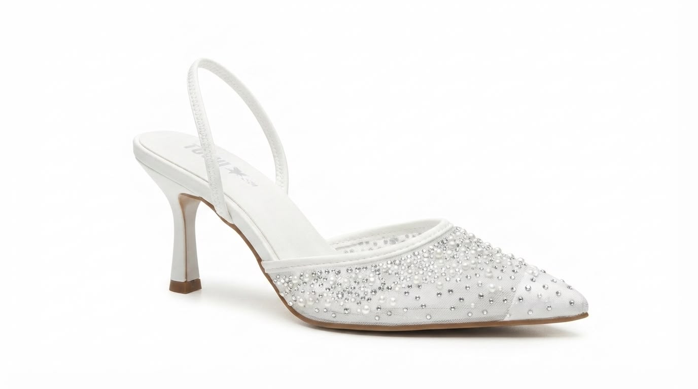 Sandale Elegante Slingback cu Perle și Cristale cod 1043