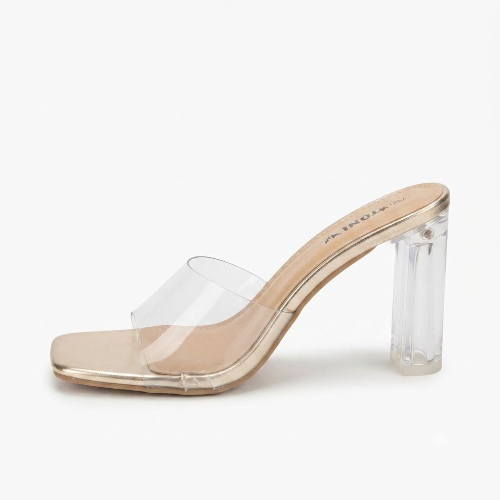 Papuci eleganți de damă cu toc transparent cod 1041-2