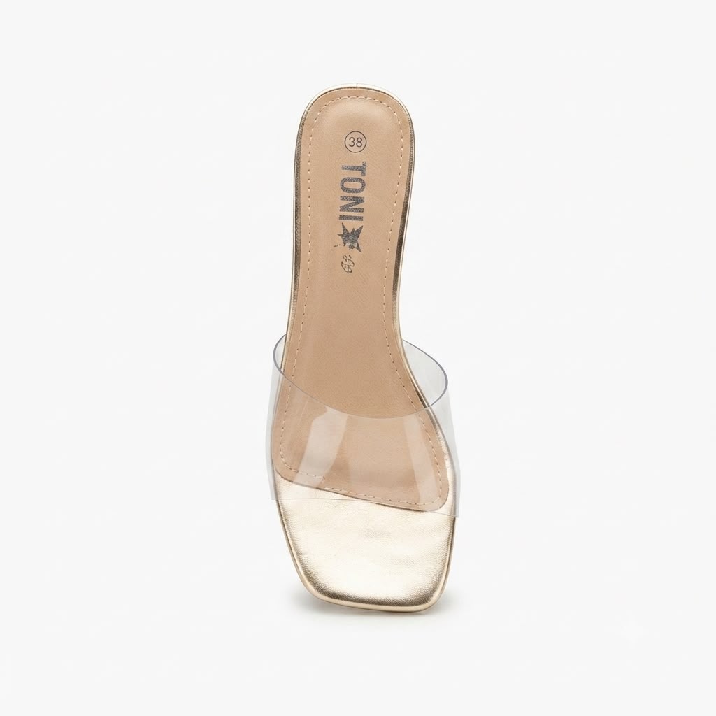 Papuci eleganți de damă cu toc transparent cod 1041-2