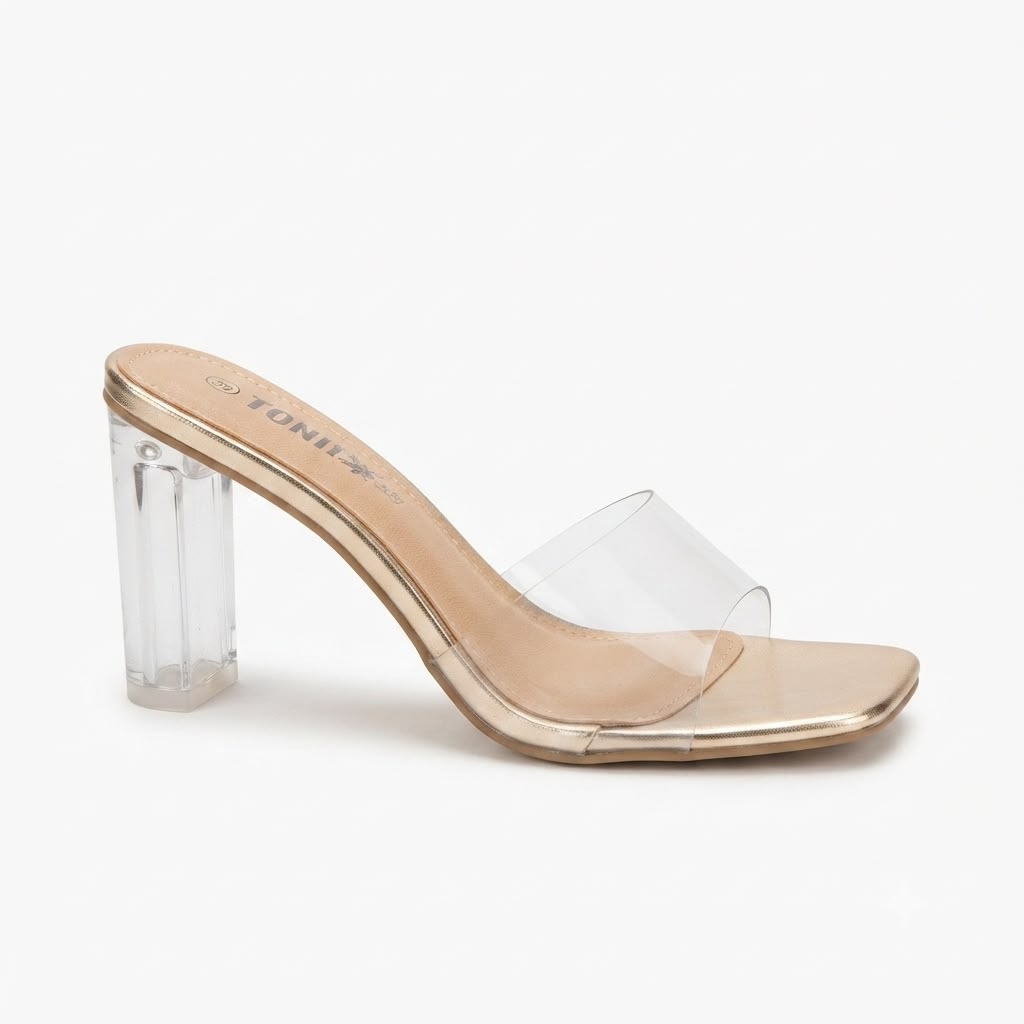 Papuci eleganți de damă cu toc transparent cod 1041-2