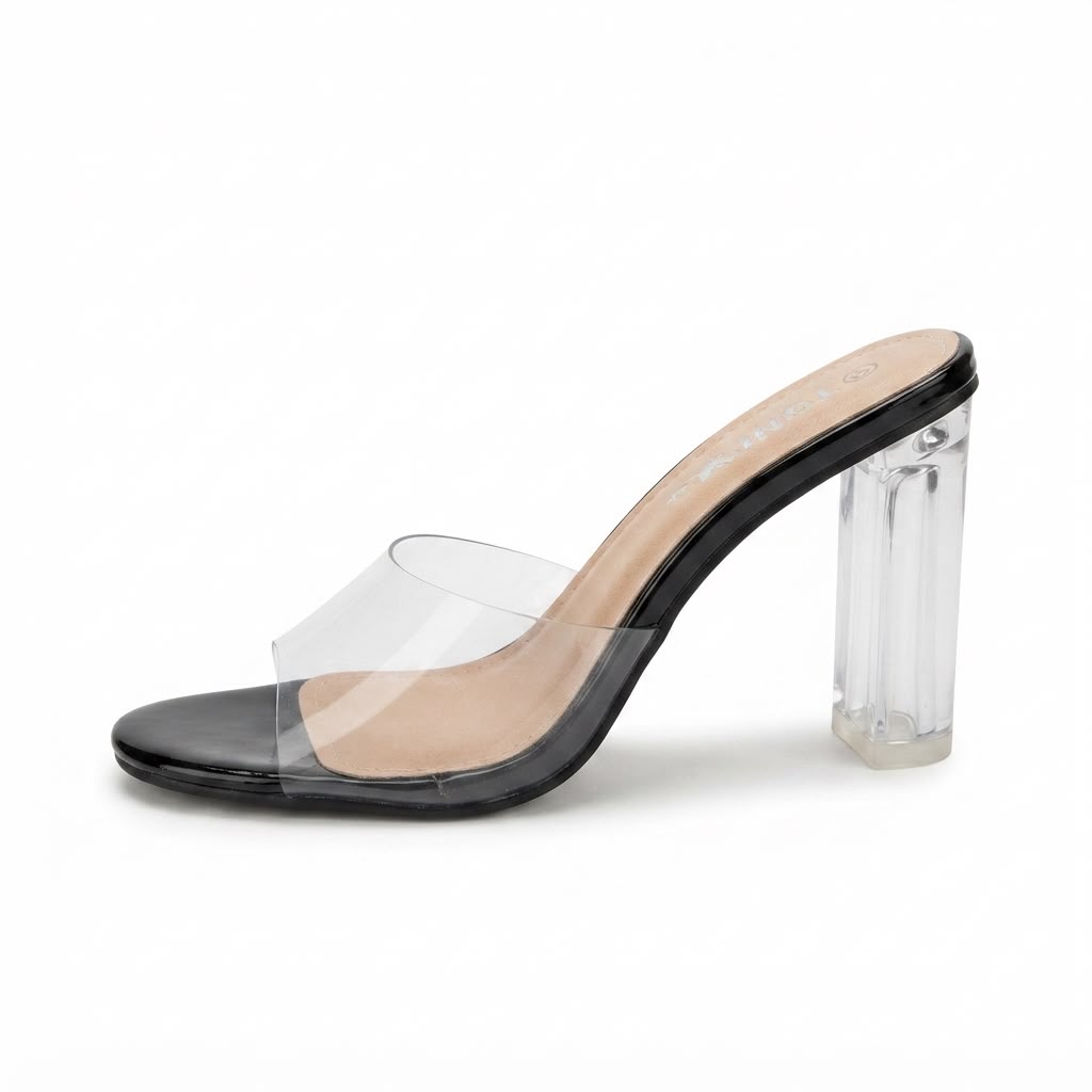 Papuci eleganți de damă cu toc transparent cod 1041-3