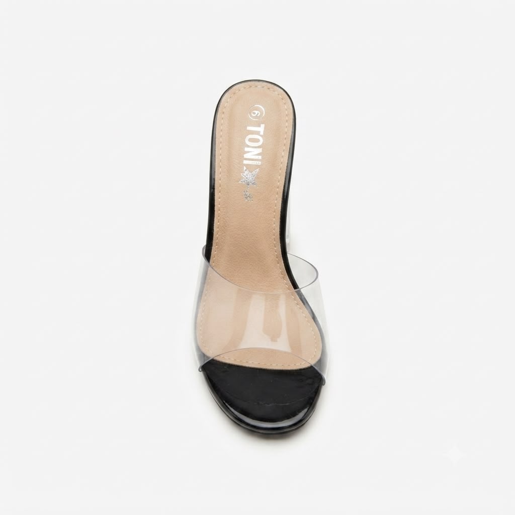 Papuci eleganți de damă cu toc transparent cod 1041-3
