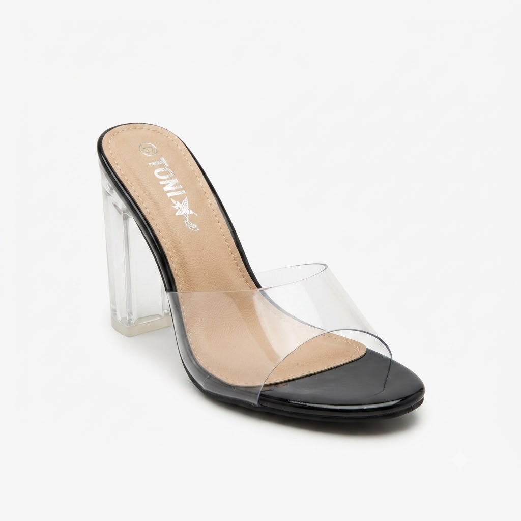 Papuci eleganți de damă cu toc transparent cod 1041-3