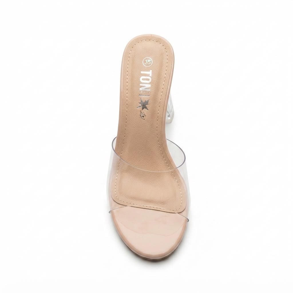 Papuci eleganți de damă cu toc transparent cod 1041-1