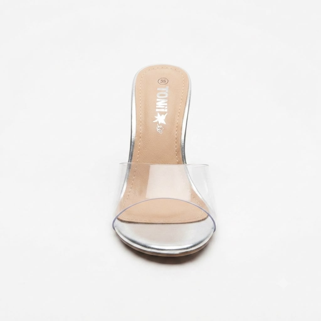 Papuci eleganți de damă cu toc transparent cod 1041