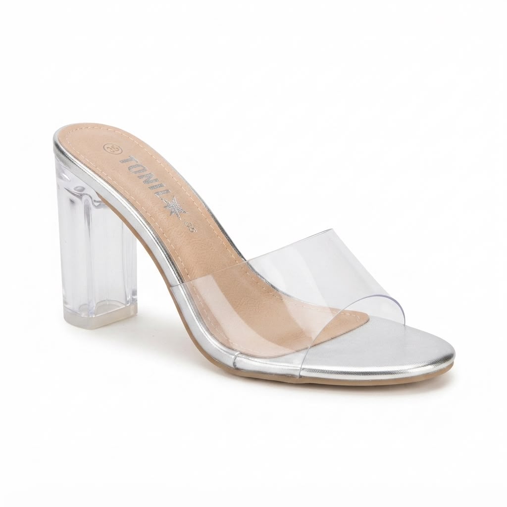 Papuci eleganți de damă cu toc transparent cod 1041