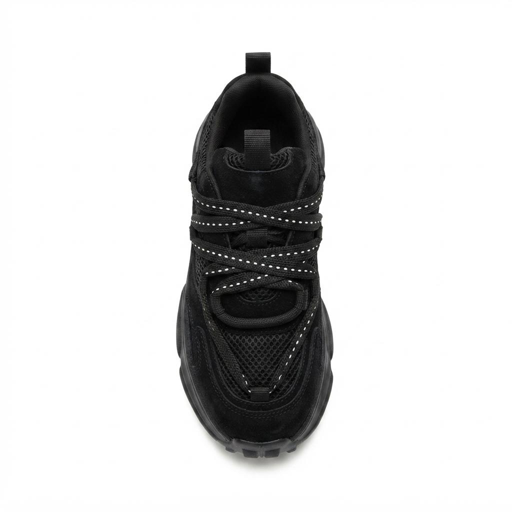 Sneakers Dama Chunky Negru Din Piele Naturala Cod BD2605-55