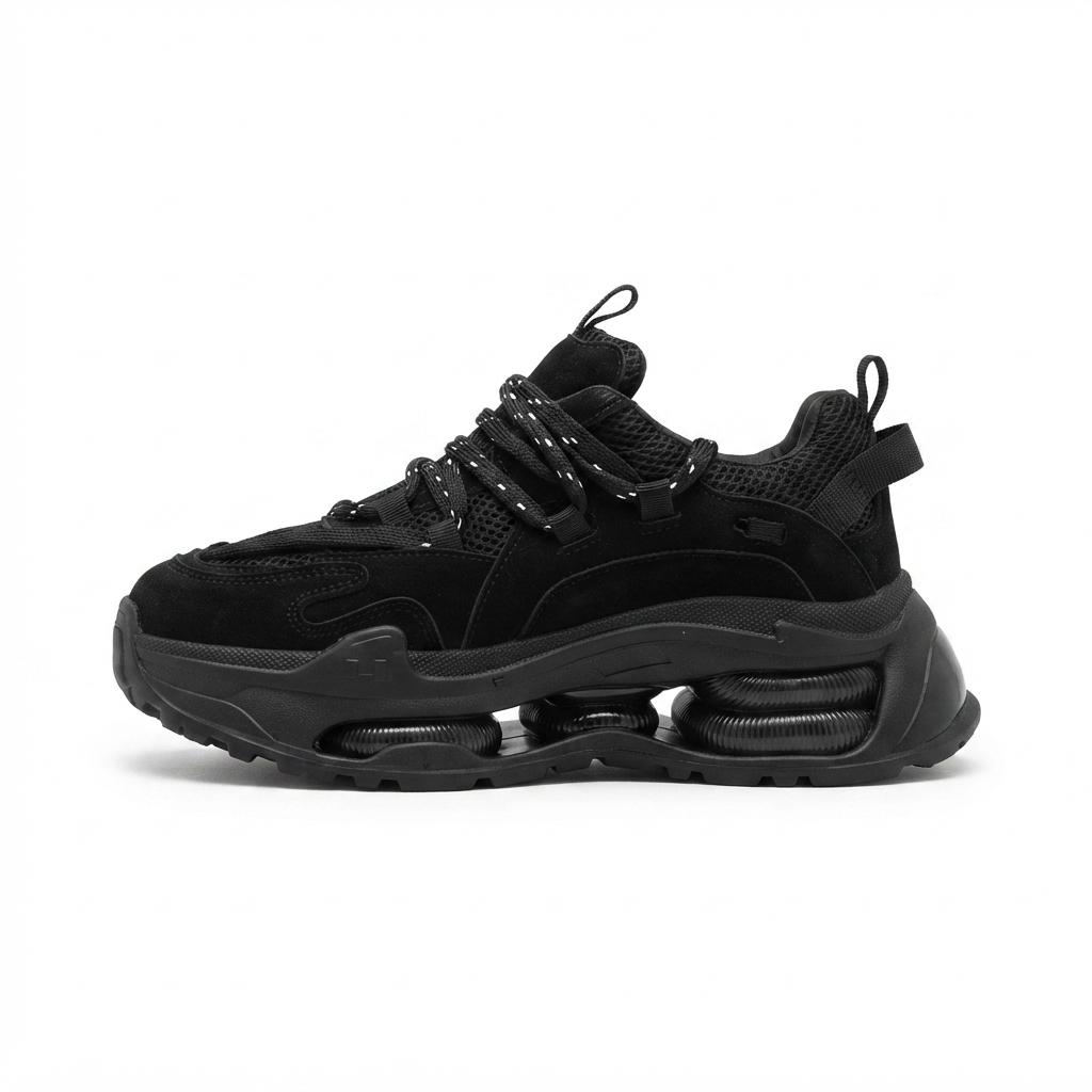 Sneakers Dama Chunky Negru Din Piele Naturala Cod BD2605-55