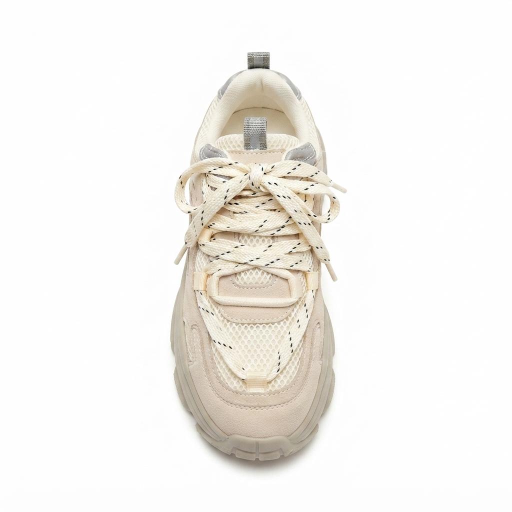 Sneakers Dama Chunky Bej Din Piele Naturala Cod BD2605-56