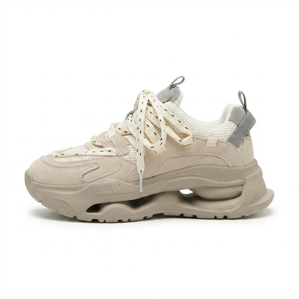 Sneakers Dama Chunky Bej Din Piele Naturala Cod BD2605-56