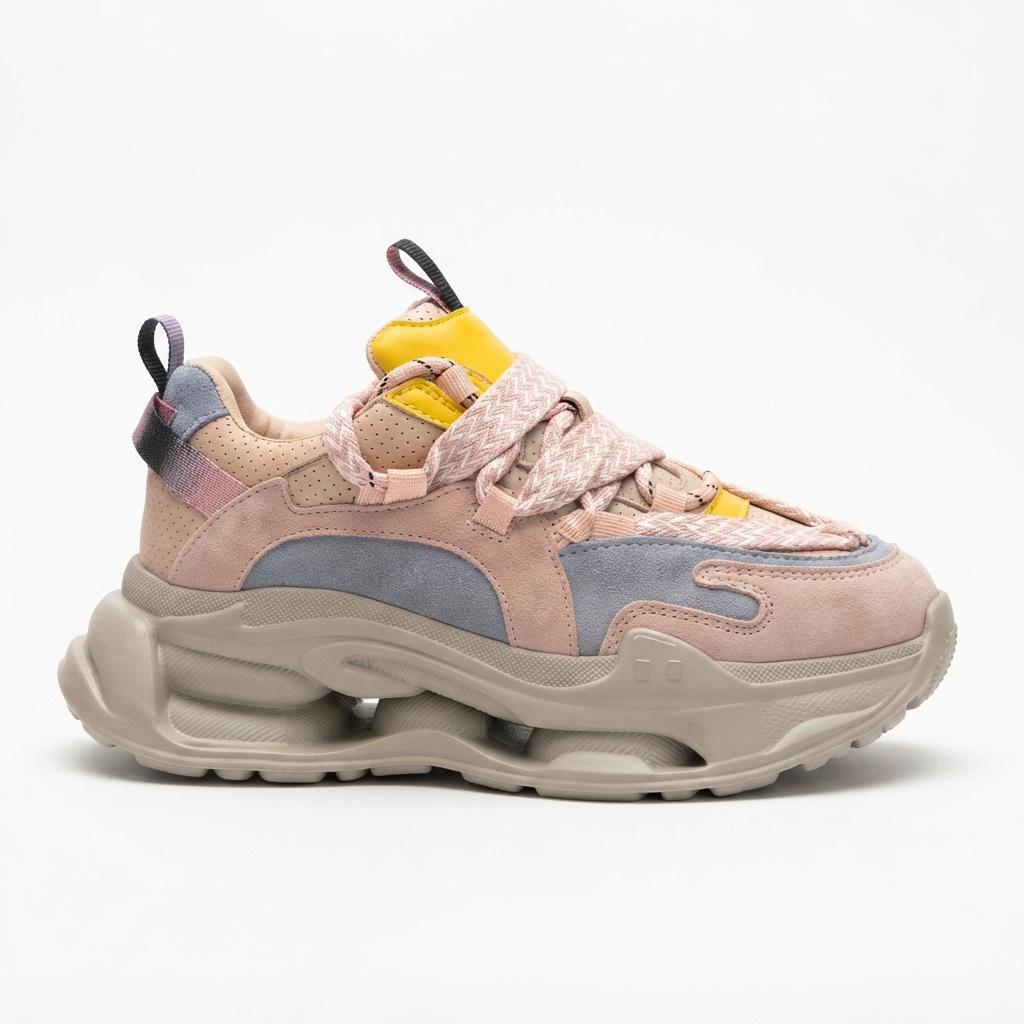 Sneakers Dama Chunky Multicolor din Piele Naturală Cod BD2605-53