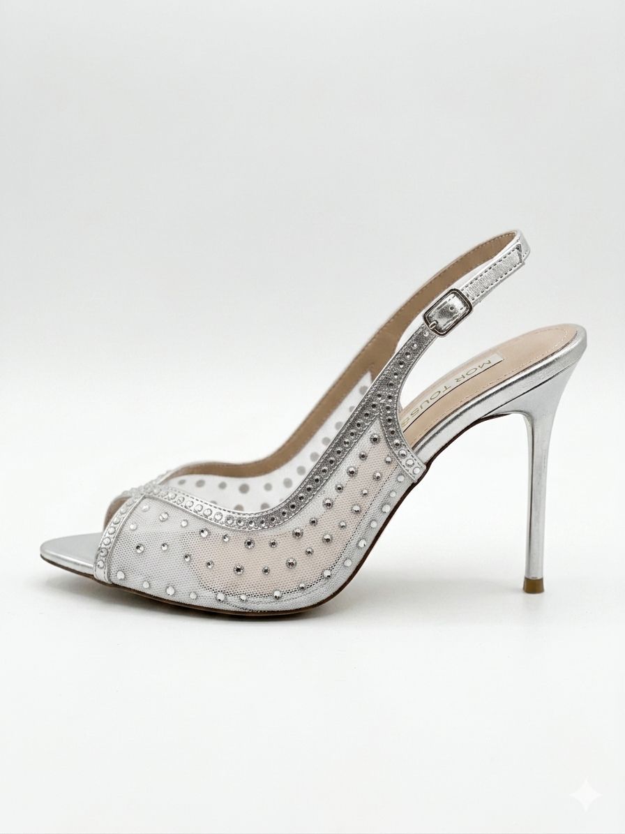 Sandale elegante argintii cu pietre cod -7